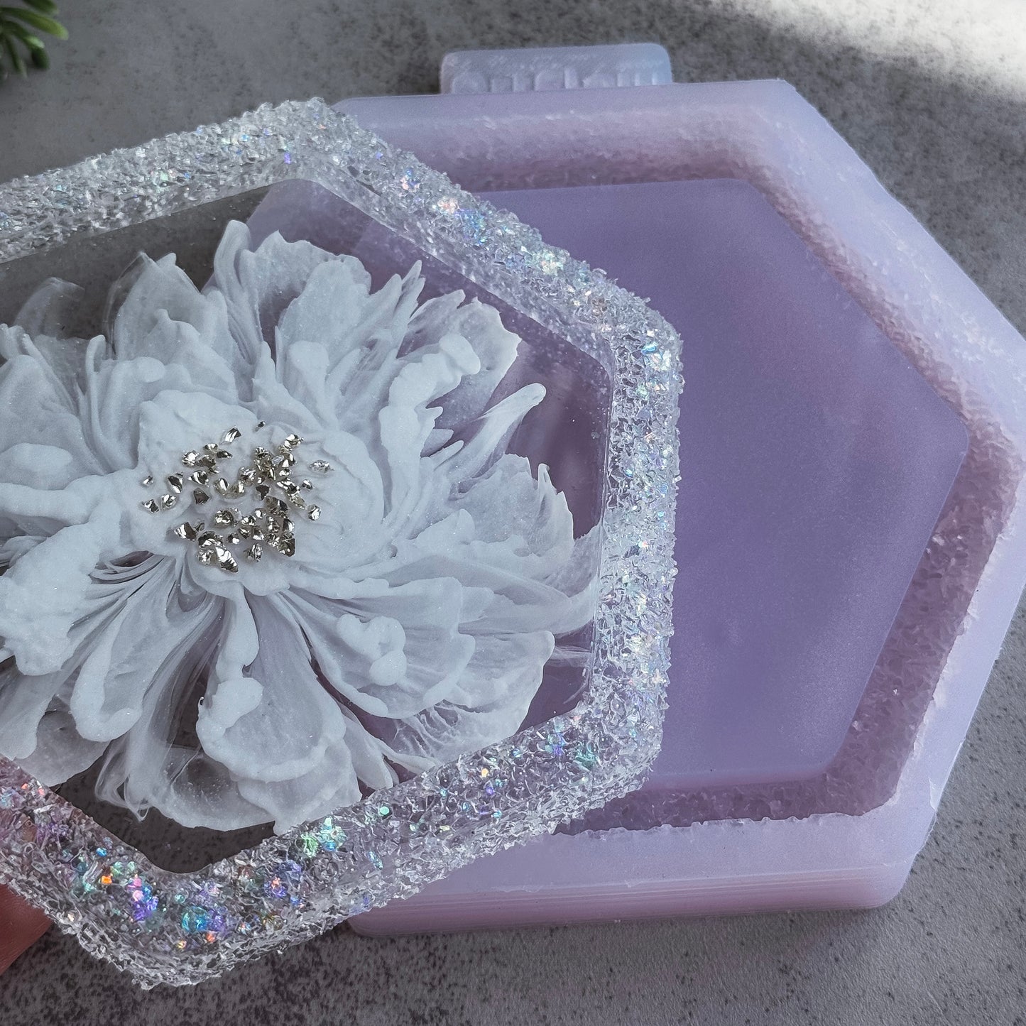 Crystal Edge Hexagon Dish Silicone Mold For Resin