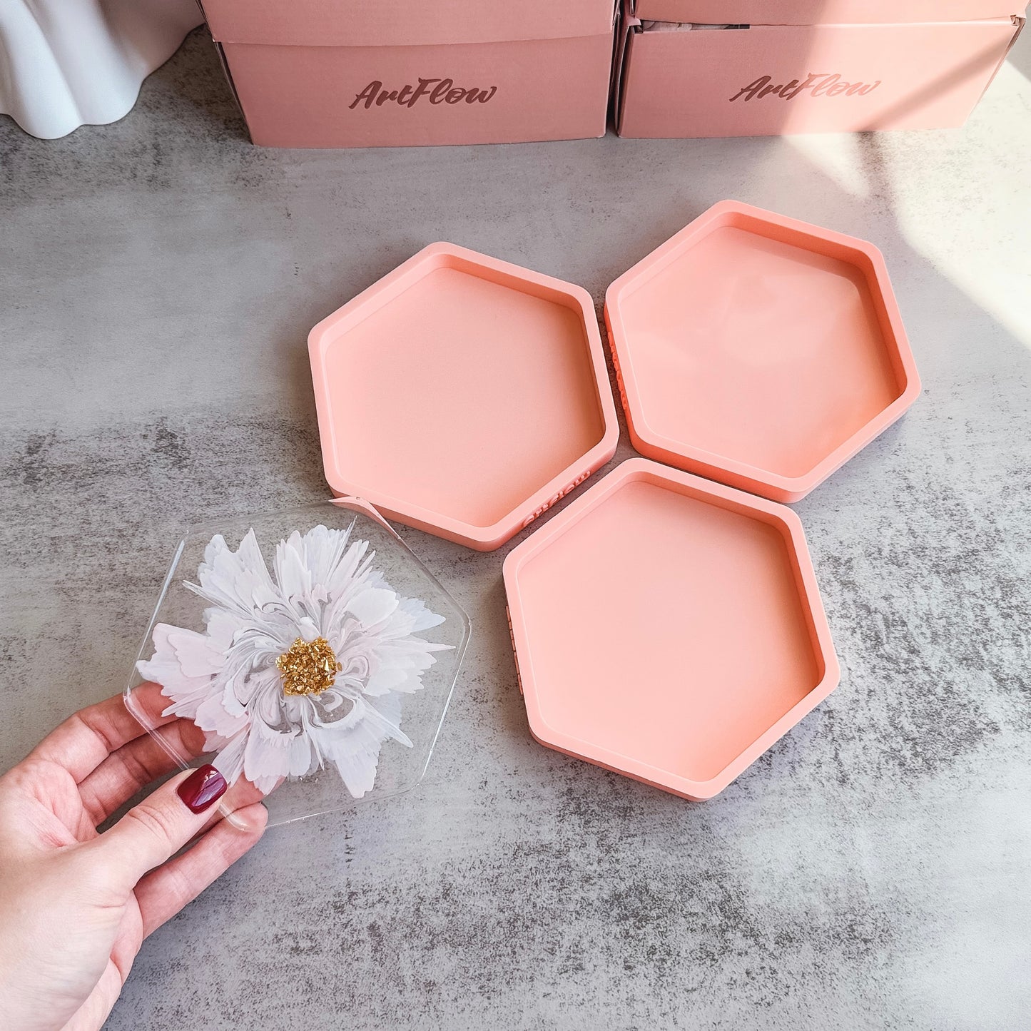 Hexagon Coaster Silicone Mold For Resin