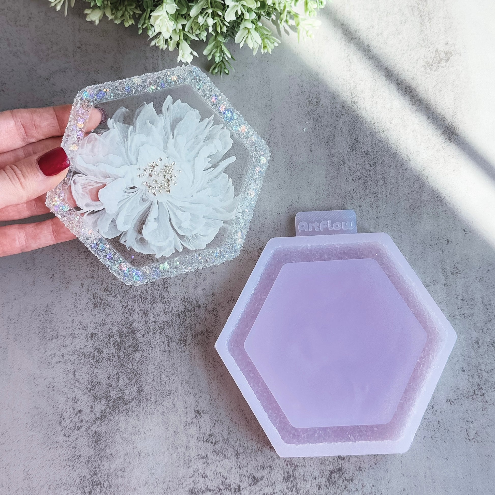 Crystal Edge Hexagon Dish Silicone Mold