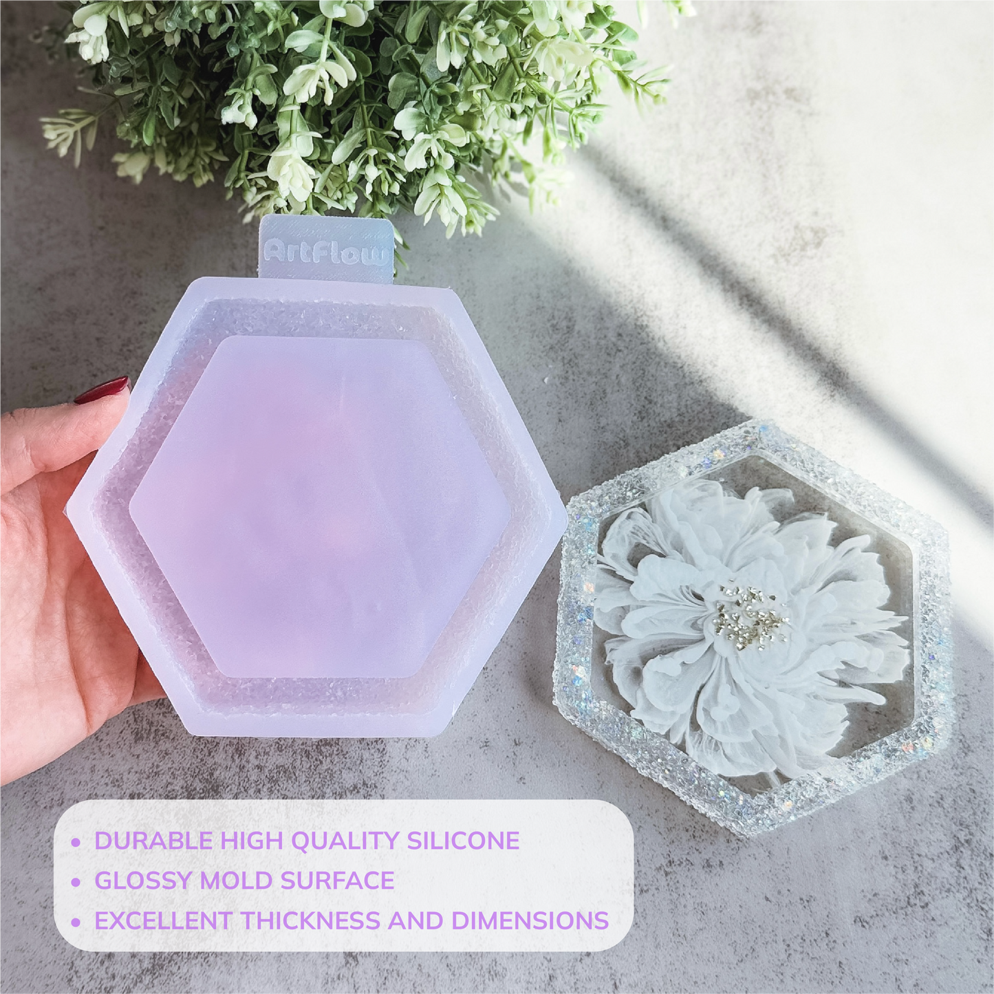 Crystal Edge Hexagon Dish Silicone Mold For Resin
