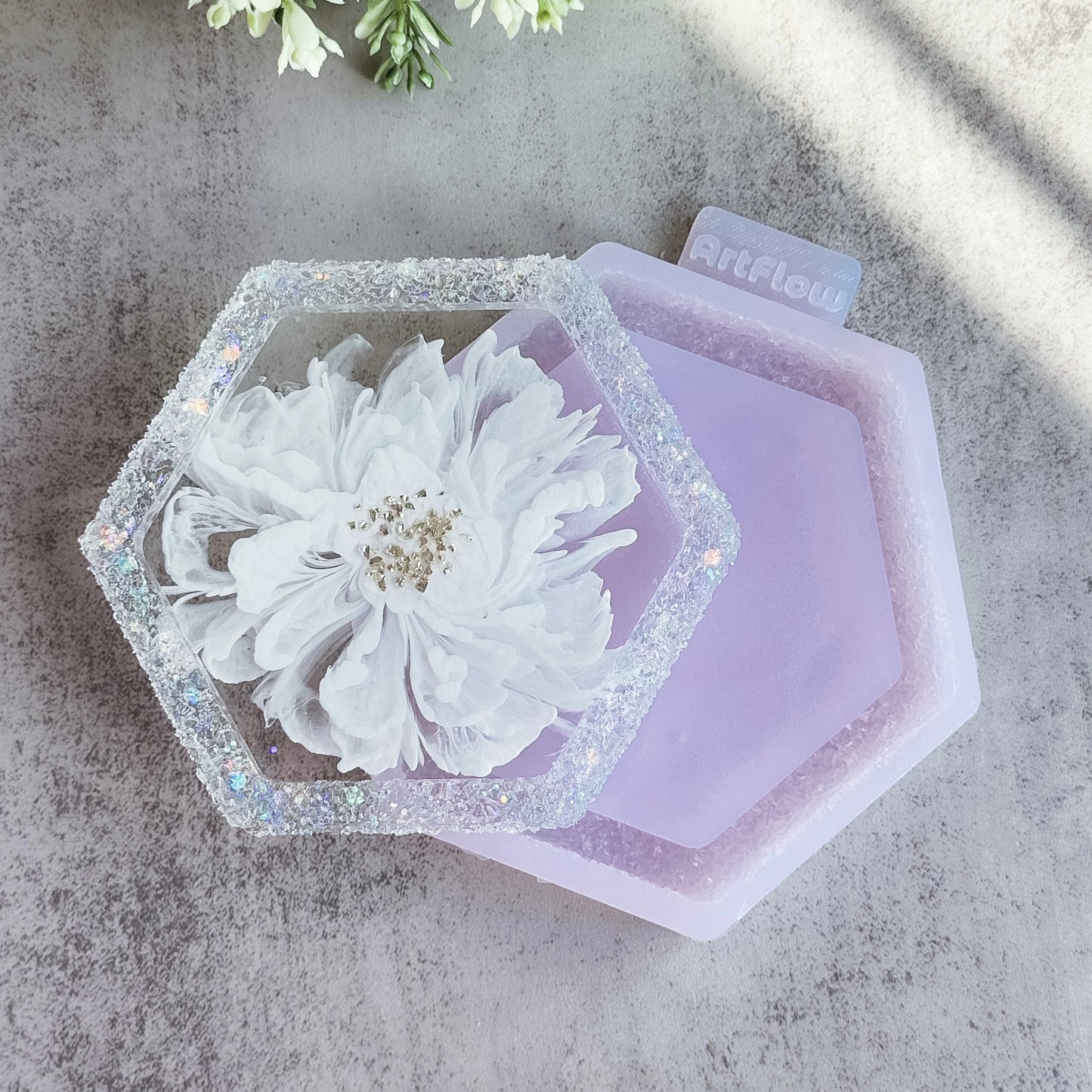 Crystal Edge Hexagon Dish Silicone Mold
