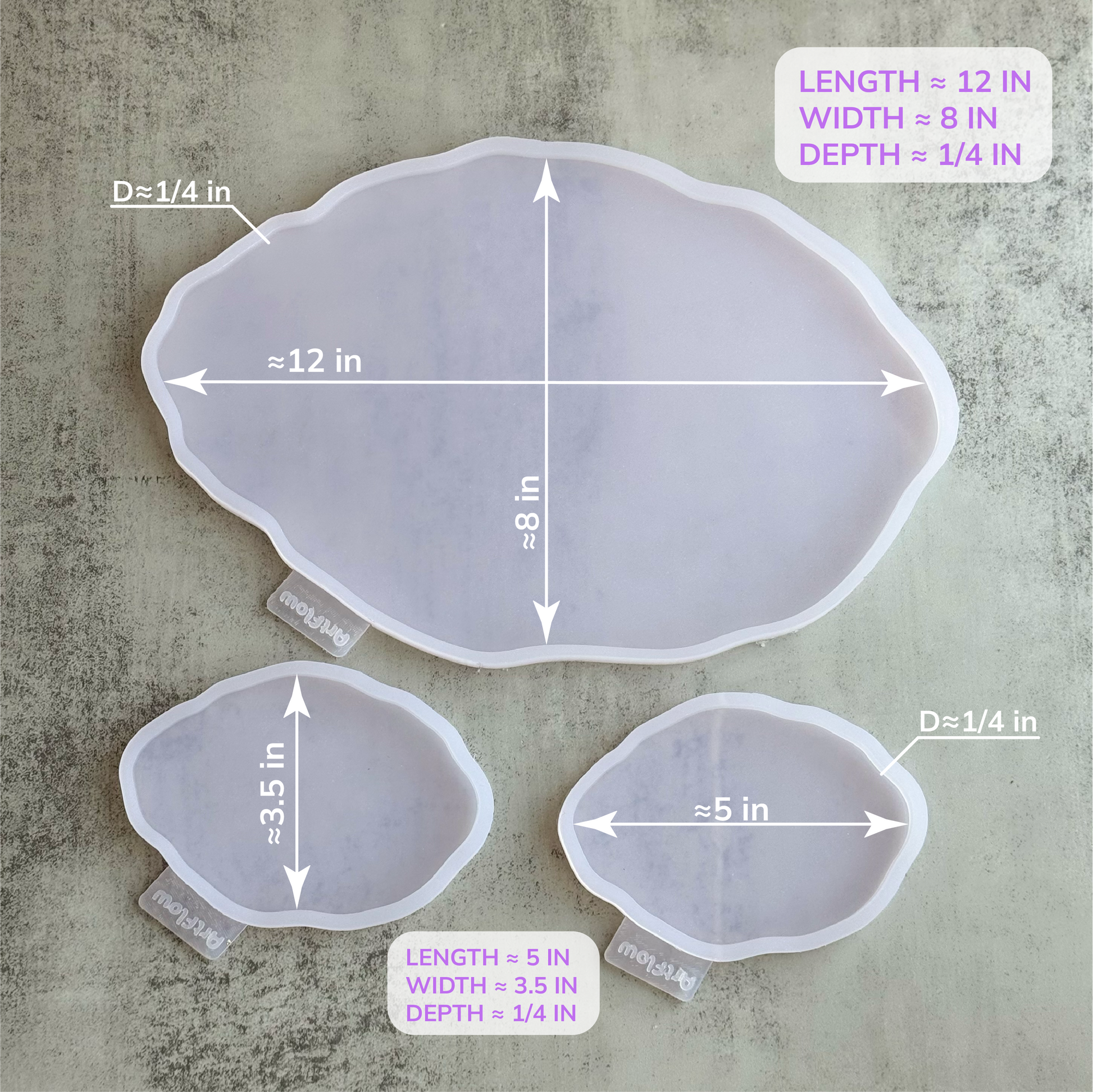 Geode Oval Tray and Coster Silicone Mold For Resin