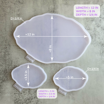 Geode Oval Tray and Coster Silicone Mold For Resin